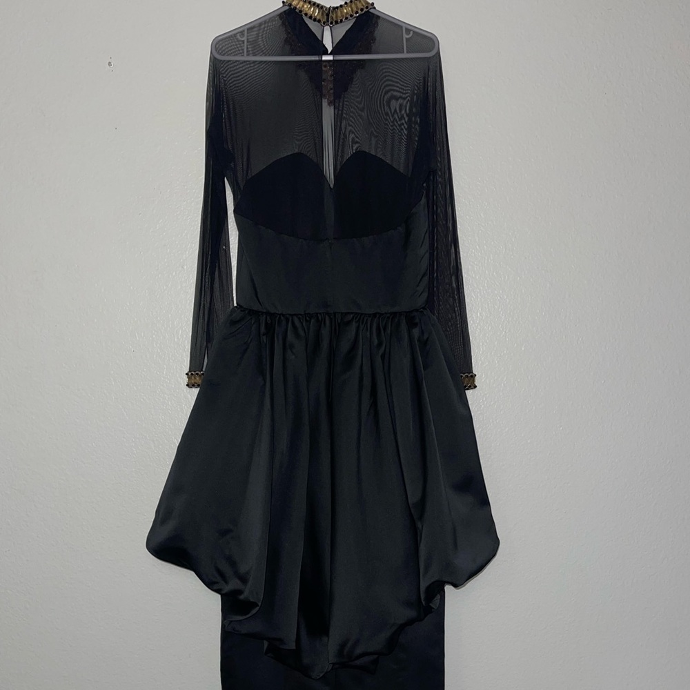YT by Travilla 1980s Vintage Mesh & Beaded Neckline Gown in Black *AS IS - Picture 7 of 11